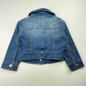 Girls H&T, blue stretch denim jacket, poppers, FUC, size 3,  