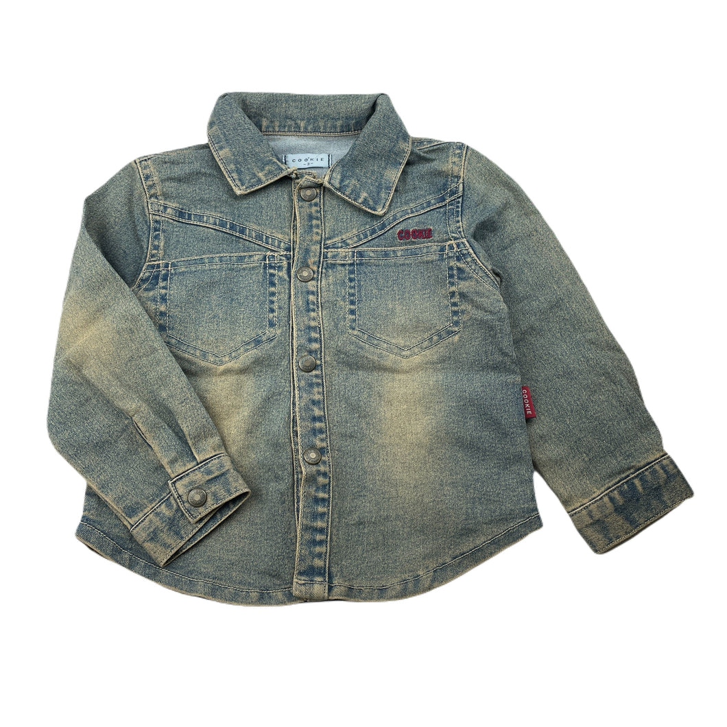 Boys COOKIE, stretch denim shirt, poppers, FUC, size 3,  