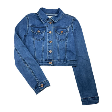 Girls FOREVER 21 Girls, blue stretch denim jacket, L: 34cm, EUC, size 9-10,  