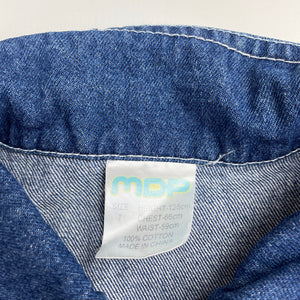Girls MDP, embroidered 3/4 sleeve denim jacket, small marks, FUC, size 7,  