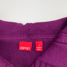 Load image into Gallery viewer, Girls Esprit, purple knitted cotton sweater/jumper, EUC, size 7,  