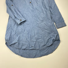 Load image into Gallery viewer, Girls H&amp;M, chambray cotton long sleeve shirt dress, GUC, size 10, L: 69cm at front