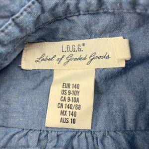 Girls H&M, chambray cotton long sleeve shirt dress, GUC, size 10, L: 69cm at front