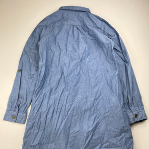Girls H&M, chambray cotton long sleeve shirt dress, GUC, size 10, L: 69cm at front