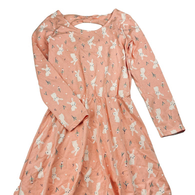 Girls Target, cotton long sleeve dress, rabbits, EUC, size 7, L: 65cm