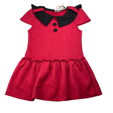Girls Budingguo, fleece lined short sleeve dress, armpit to armpit: 33cm, NEW, size 6-7, L: 56cm