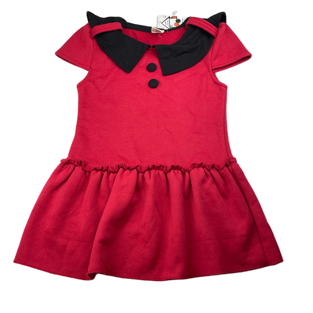 Girls Budingguo, fleece lined short sleeve dress, armpit to armpit: 33cm, NEW, size 6-7, L: 56cm