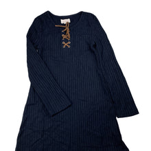 Load image into Gallery viewer, Girls Pumpkin Patch, navy ribbed long sleeve dress, EUC, size 7, L: 64cm