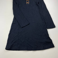 Load image into Gallery viewer, Girls Pumpkin Patch, navy ribbed long sleeve dress, EUC, size 7, L: 64cm