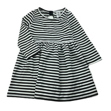 Load image into Gallery viewer, Girls H&amp;T, navy &amp; white stripe long sleeve dress, GUC, size 3, L: 50cm