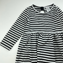 Load image into Gallery viewer, Girls H&amp;T, navy &amp; white stripe long sleeve dress, GUC, size 3, L: 50cm