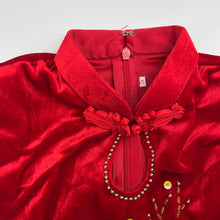 Load image into Gallery viewer, Girls red, velvet &amp; gold sequin dress, EUC, size 5, L: 63cm