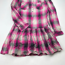 Load image into Gallery viewer, Girls Here + There, checked cotton long sleeve dress, GUC, size 12, L: 69cm