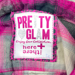 Girls Here + There, checked cotton long sleeve dress, GUC, size 12, L: 69cm