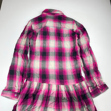 Load image into Gallery viewer, Girls Here + There, checked cotton long sleeve dress, GUC, size 12, L: 69cm