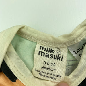 unisex Milk & Masuki, organic cotton blend romper, colour field, EUC, size 0000,  