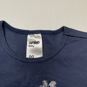 unisex Anko, soft cotton bodysuit/romper, GUC, size 00,  