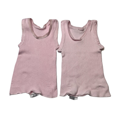 Girls Bonds, set of 2 pink ribbed cotton singlet tops, GUC, size 00,  