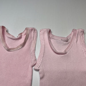 Girls Bonds, set of 2 pink ribbed cotton singlet tops, GUC, size 00,  