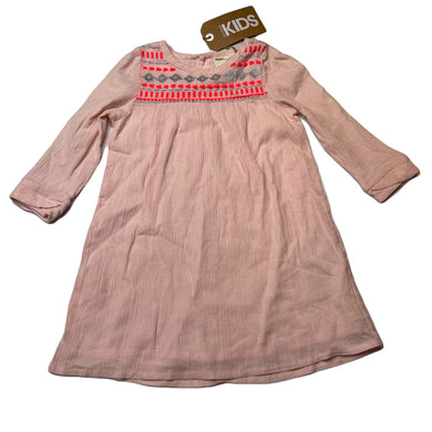 Girls Cotton On, embroidered lined crinkle cotton dress, NEW, size 2, L: 49cm