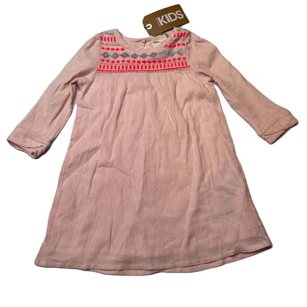 Girls Cotton On, embroidered lined crinkle cotton dress, NEW, size 2, L: 49cm
