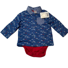 Load image into Gallery viewer, Boys Mini Club, cotton all-in-one shirt/romper, NEW, size 00,  