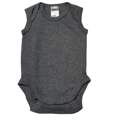 unisex Anko, grey ribbed singletsuit, EUC, size 000,  