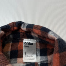 Load image into Gallery viewer, Boys Anko, flannel cotton long sleeve shirt, GUC, size 1,  