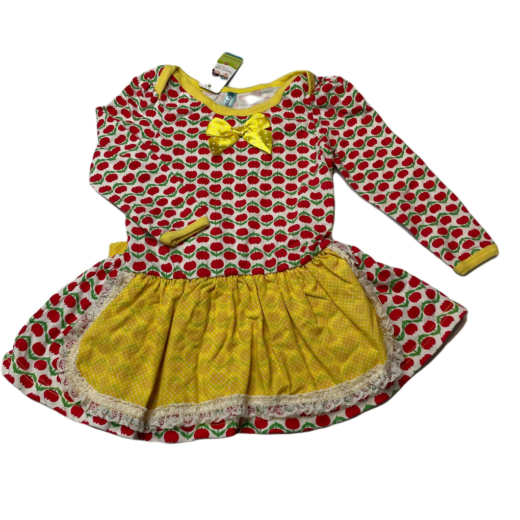 Girls Kawaii Kids, colourful floral long sleeve dress, armpit to armpit: 24cm, NEW, size 0-1, L: 43cm