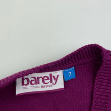 Load image into Gallery viewer, Girls Barely Basics, purple knitted cardigan, L: 50cm, EUC, size 7,  