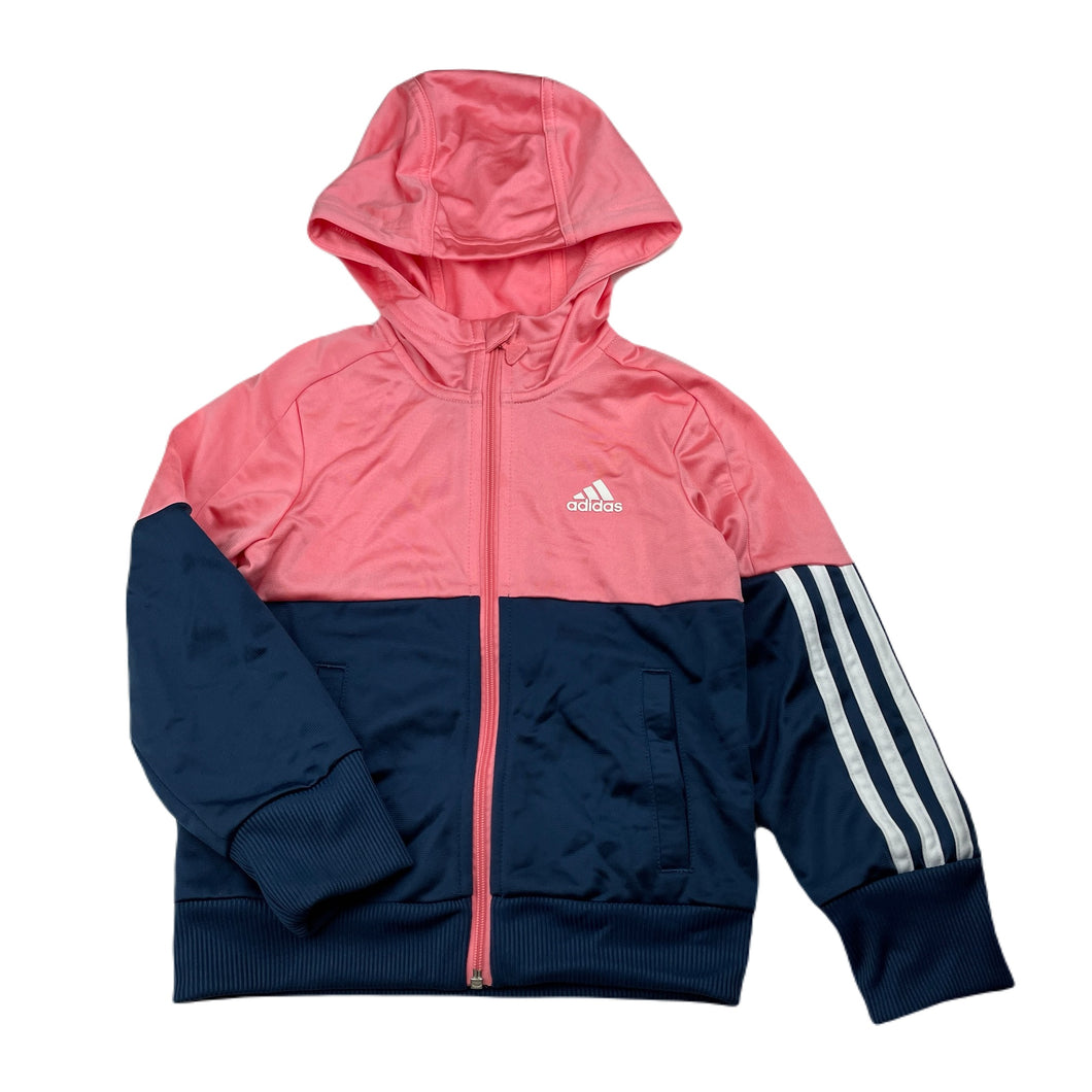 Girls Adidas, zip up hooded track top, EUC, size 5-6,  
