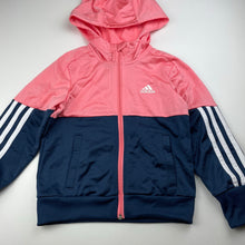 Load image into Gallery viewer, Girls Adidas, zip up hooded track top, EUC, size 5-6,  