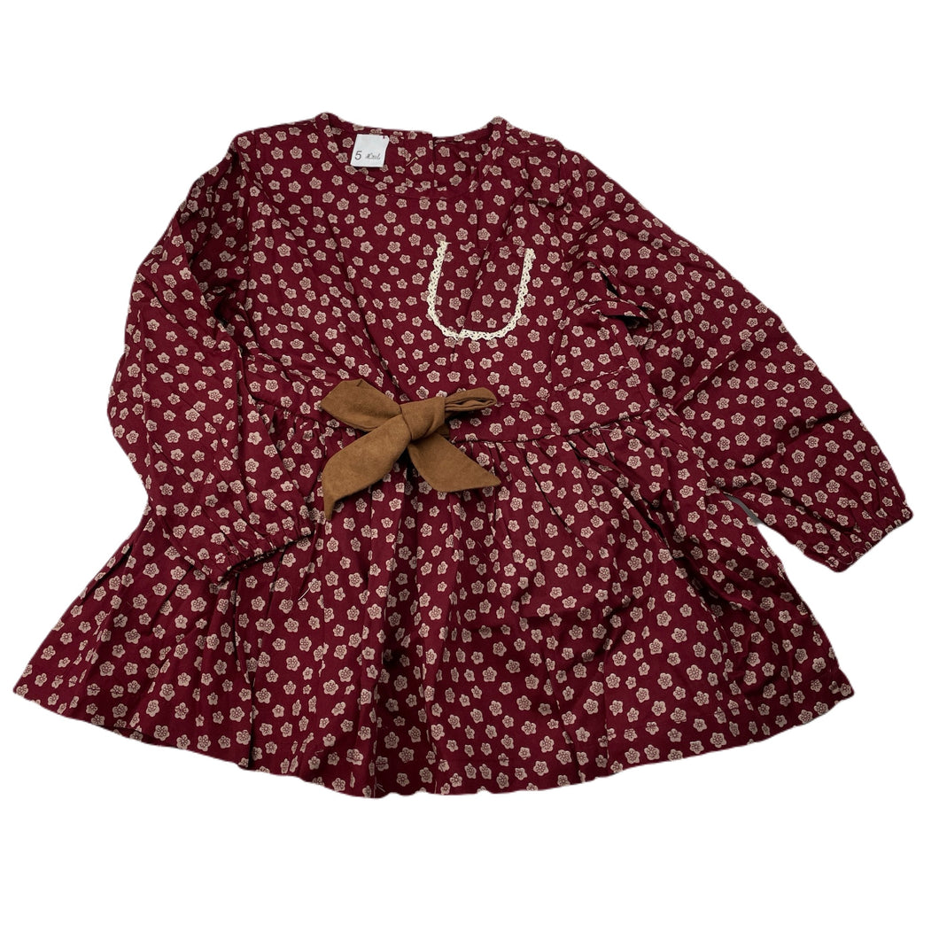 Girls Little Bear Cookie, lined floral long sleeve top, L: 45cm, armpit to armpit: 29cm, shoulder to cuff: 35cm, EUC, size 3-4,  