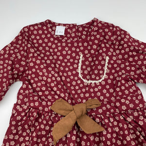 Girls Little Bear Cookie, lined floral long sleeve top, L: 45cm, armpit to armpit: 29cm, shoulder to cuff: 35cm, EUC, size 3-4,  