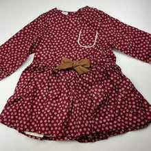 Load image into Gallery viewer, Girls Little Bear Cookie, lined floral long sleeve top, L: 51cm, armpit to armpit: 32cm, shoulder to cuff: 40cm, EUC, size 6-7,  