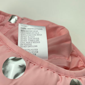 Girls B Collection, pink & silver spot puffer vest, small marks, FUC, size 2,  