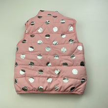Load image into Gallery viewer, Girls B Collection, pink &amp; silver spot puffer vest, small marks, FUC, size 2,  