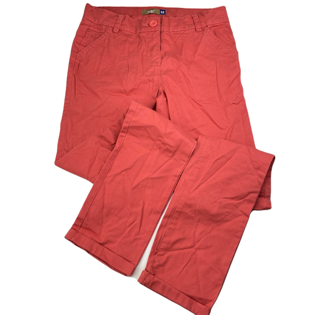 Girls L&D, lightweight stretch cotton chino pants, adjustable, Inside leg: 71.5cm, light mark right knee, FUC, size 12,  