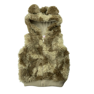 Girls Mango, lined faux fur hooded vest / jacket, EUC, size 1,  