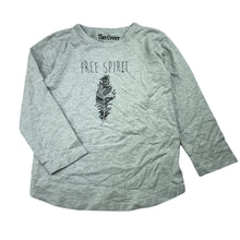 Load image into Gallery viewer, Girls TINY GYPSY, grey stretchy long sleeve top, feather, EUC, size 5,  