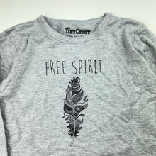 Load image into Gallery viewer, Girls TINY GYPSY, grey stretchy long sleeve top, feather, EUC, size 5,  