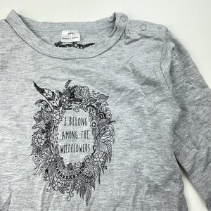 Girls TINY GYPSY, grey stretchy long sleeve top, flowers, EUC, size 2,  
