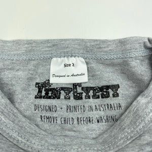 Girls TINY GYPSY, grey stretchy long sleeve top, flowers, EUC, size 2,  