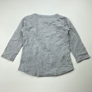 Girls TINY GYPSY, grey stretchy long sleeve top, flowers, EUC, size 2,  
