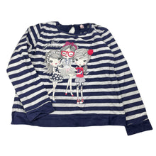 Load image into Gallery viewer, Girls Free Style, navy stripe cotton long sleeve top, GUC, size 11-12,  