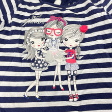 Load image into Gallery viewer, Girls Free Style, navy stripe cotton long sleeve top, GUC, size 11-12,  