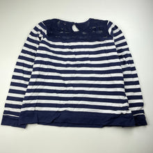 Load image into Gallery viewer, Girls Free Style, navy stripe cotton long sleeve top, GUC, size 11-12,  