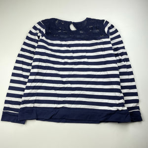 Girls Free Style, navy stripe cotton long sleeve top, GUC, size 11-12,  