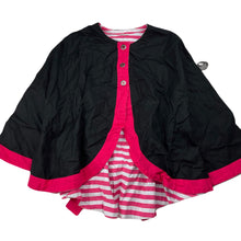 Load image into Gallery viewer, Girls hide &amp; SEEK, black &amp; pink cotton cape, NEW, size 5-6,  