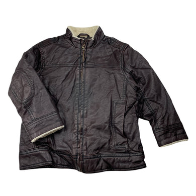 Boys Target, dark brown faux leather bomber jacket, small cracks back neck, FUC, size 3,  